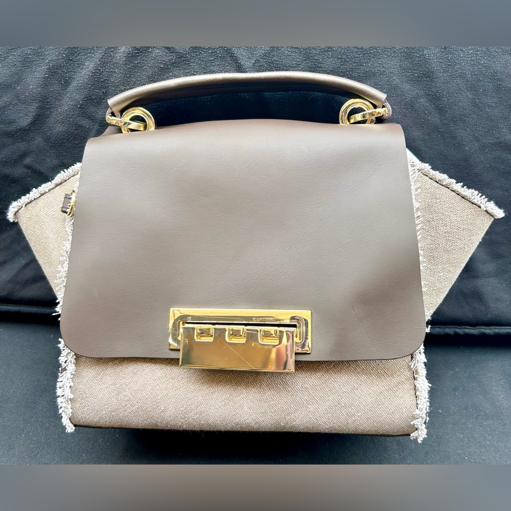 Zac Posen Eartha Antique Canvas Top Handle Crossbody Double Face Sample Satchel